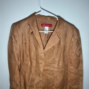 Anne Klein Linen Blazer Light Brown Size 14 Excellent Conditions